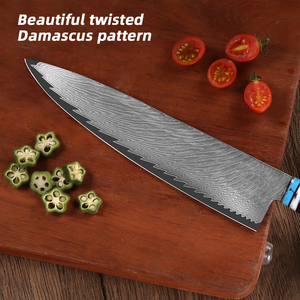 Cuchillo de Chef de Acero de Damasco de 8 Pulgadas, Cuchillo de Cocina Japonés Afilado Hecho a Mano, Gyuto para Cortar Carne, Verduras y Pescado - Product Image 5