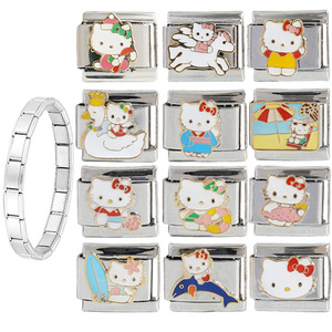 Cute Cartoon Pattern Italian Modular Bracelet <b>Titanium</b> Steel <b>Chain</b> Women's Jewelry Gift Charm Set - Product Image 1