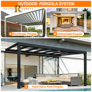Pergola in Alluminio con Tetto in Vetro Temperato e Porte Scorrevoli per Ristoranti all'Aperto, Caffè, Verande e Giardini 4 Stagioni - Product Image 4