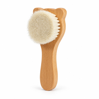 Brosse à cheveux et visage en bois de hêtre pour bébé, poils en laine douce et denses, pour nouveau-né, nourrisson, tout-petit, enfants, soins quotidiens