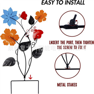 Iron Garden Ornament <b>Stake</b> With Colorful Flowers And Ladybugs <b>For</b> Outdoor Decor - Product Image 5