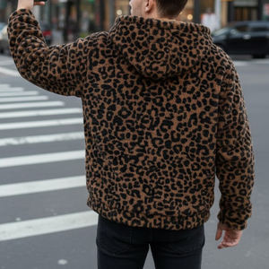 स्ट्रीटवियर निर्माता कस्टम फ्लेक्स क्रॉप्ड चीयर प्रिंट फर बॉडी फिट फर जिप हुड पुरुषों के साथ फर ज़िप अप जैकेट - Product Image 3