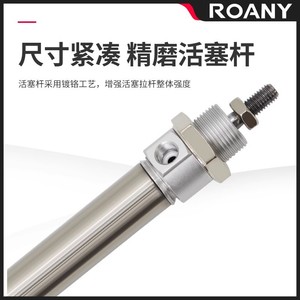 Deux vérins pneumatiques à piston fileté en acier inoxydable, double action, standard - Product Image 2