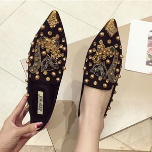 Remache tachonado comodidad suave zapatos planos zapatillas gamuza 2024 <span class=keywords><strong>mocasines</strong></span> de mujer - Product Image 3
