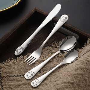 Cross-border 304 Stainless Steel Cartoon Bear Knife, Fork and Spoon <b>Set</b>, Creative Four-Piece <b>Set</b> for <b>Children</b>, Kindergarten and - Product Image 1