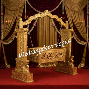 Balançoire Jhoola en bois massif sculpté, style vintage antique, décorative, pour mariage, fête ou événement - Product Image 4