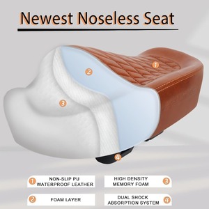 Selle de vélo sans nez surdimensionnée en cuir PU imperméable, siège <span class=keywords><strong>extra</strong></span> large épaissi à double amortissement pour VTT, vélo électrique et vélo de spinning - Product Image 3