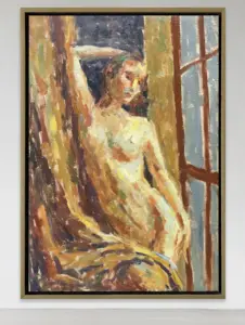 لوحة مصنوعة يدويًا بالكامل تعلق في غرفة نوم فندقية بطابع عصري صورة عالية الجودة رسمة لامرأة عارية على طراز مونيه