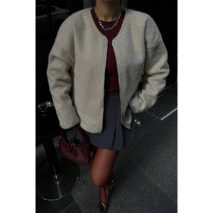 Blusa de Cachemira con Cierre, Elegante, Tejida, de Manga Larga, para Uso Diario, para Mujer - Product Image 4