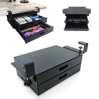 JH-Mech Boîtier de serveur 19 pouces à montage en rack Tiroir profond verrouillable avec clé en acier au carbone Sous l'unité de tiroir de bureau