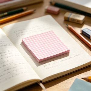 Pink Checkered Memo Pad 3x3 Inch Colorful Sticky <b>Notes</b> for Students and Office Use - Product Image 3