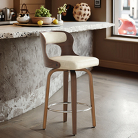 Tabourets de bar pivotants au design nordique moderne, en cuir synthétique PU, en bois courbé, chaise haute pour comptoir, utilisation extérieure, hôtel, usage commercial