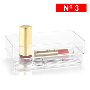 Organizer per trucchi in plastica trasparente con coperchio per la conservazione e l'organizzazione domestica, dimensioni standard, durevole, riutilizzabile, colori assortiti - Product Image 1