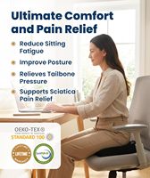 Coussin de siège en mousse à mémoire de forme recommandé par les médecins pour chaises de bureau et voitures - Housse amovible antidérapante - Soulagement des douleurs au coccyx, soutien du dos et des hanches