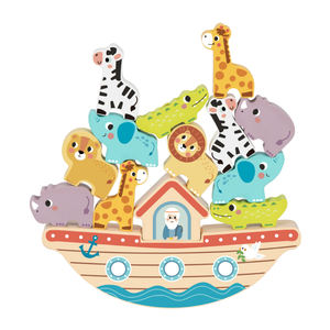 Jouets en bois <span class=keywords><strong>2</strong></span> en 1 Arche de Noé Animaux Blocs de construction d'équilibre Jeu de lacer et d'empiler pour enfants - Product Image 3