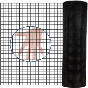 Hardware Cloth PVC Coated Wire Mesh 48'' x 100' 1/4inch Mesh Black Vinyl Coated Fence Chicken Wire Fencing for home and garden