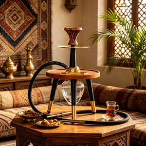 Chicha créative ronde en bois, portable pour l'extérieur, 45 cm, ensemble complet de chicha de luxe en alliage d'aluminium, en stock - Product Image 4