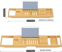 Plateau de bain pliable en bambou extensible avec pieds repliables – Luxe, écologique, durable, rangement spa pour salle de bain, installation facile