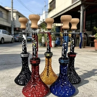 Lot de 6 chichas de luxe imprimées, avec base en aluminium texturé cristal, couleurs rouge, bleu, jaune, noir – Vente en gros