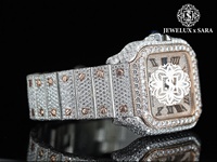 Reloj Iced Out de Oro Rosa, Excelente Calidad, Lujoso con Acabado Elegante para Fiesta, Reloj Mecánico de Metal con Diamantes ETA Unisex Redondo