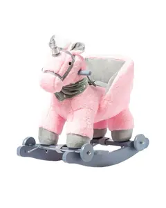 2024 Unicorn Rocking Horse Kids Wooden Ride On Plush Toy w/ Music