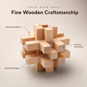 Ensemble de puzzles <span class=keywords><strong>en</strong></span> <span class=keywords><strong>bois</strong></span> naturel 4-<span class=keywords><strong>en</strong></span>-1, <span class=keywords><strong>casse</strong></span>-tête 3D Luban Lock pour soirée de jeux <span class=keywords><strong>en</strong></span> famille, cadeau et décoration intérieure - Product Image 3