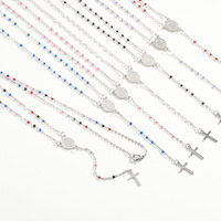 Collier catholique avec chapelet d'archanges Saint-Michel/Saint-Cristophe/Sainte-Marie pour femmes, pendentif