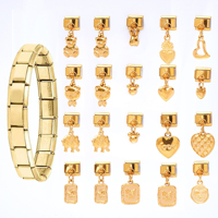 Bracelets à breloques italiennes en acier inoxydable plaqué or 18 carats, motifs animaux, fruits, fleurs, bijoux de mode