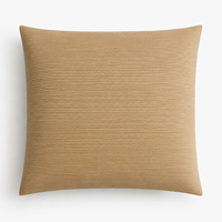 Housse de coussin bohème en polyester et coton, motif géométrique rayé camel, tricotée, en velours côtelé