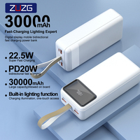 Banco de Energía ZUZG con Pantalla LED Personalizada, Carga Rápida Bidireccional PD20W+QC22.5W, Función de Iluminación Integrada, 30000mAh
