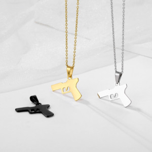 Hip Pop moda 3mm oro plata Acero inoxidable Cruz África <span class=keywords><strong>mapa</strong></span> Cruz pistola hoja de afeitar estrella colgante collar - Product Image 4