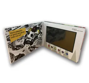 Hardcover 7 inch Screen Video Brochure For World Cup 2022 Memory Gifts