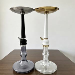 Cachimba Moderna de Vidrio con Mango con Aspecto de Mármol, Punta Metálica, Base Transparente, Pipa de Agua Portátil para Lounge Bar - Product Image 3