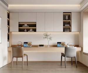 Custom-made Modern and Simple Wooden <b>Bookcase</b> with Desk Integration Eco-friendly Space Saving for Home Office Bedroom School - Product Image 1