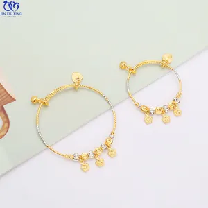 Jxx Groothandel Bangle Sieraden Charm Messing 24K Vergulde Armband Drie Bloem Hangers Leuke Hanger Vrouwen En Kid Maat bangle