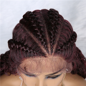 Pelucas Trenzadas <span class=keywords><strong>Africanas</strong></span> Populares <span class=keywords><strong>con</strong></span> Frente de Encaje, Sintéticas de 24 Pulgadas, Fibra Japonesa Premium, Puntas Rizadas, Pelucas Trenzadas <span class=keywords><strong>con</strong></span> Giro para Mujeres Negras - Product Image 5