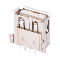 Prise USB 2.0 Type-A Femelle 4 Broches Full SMT |   Connecteur résistant aux hautes températures avec broches de positionnement et bord roulé