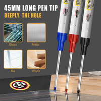 Marqueur permanent à double pointe courte et longue pour le marquage de trous profonds de 45 mm, idéal pour la construction industrielle, le dessin technique et le travail du bois