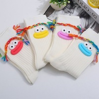 Chaussettes amusantes en pur coton, antibactériennes, mi-mollet, décontractées, tendance, populaires, à motif 'Big Mouth' et 'Braid', DIY