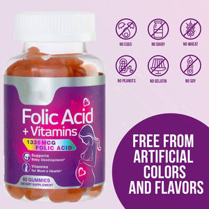วิตามินก่อนคลอด OEM สูตรสำคัญ สำหรับผู้หญิง วิตามินโฟลิกแอซิดแบบกัมมี่ สำหรับผู้ทานมังสวิรัติ - Product Image 2
