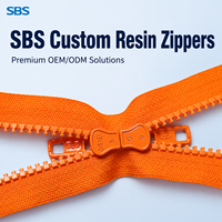 SBS5 #   Cremallera de Resina Ecológica sin Bloqueo de Doble Apertura de 20 cm para Bolsas, Certificación ISO9001, Compatible con OEM/ODM