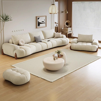 Canapés Nuages Doux de Designer Uniques, Canapé de Salon Moderne en Tissu Dernière Génération avec Pieds en Bois, Vente Chaude, Canapés Blanc Crème pour la Maison