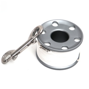 Carrete de buceo de aluminio de 50m al por mayor, con doble gancho de 100mm, antienredos, de acero inoxidable SS316, para placa dorsal, chaqueta de buceo, boya marcadora SMB - Product Image 4