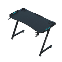 Bureau PC en bois réglable en hauteur en forme de Z Wquantum Z9 avec cadre métallique, surface en mélamine, porte-gobelet et crochet pour casque