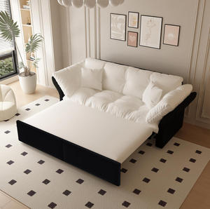 Canapé-lit Queen 3-en-1 convertible et inclinable, rembourrage en velours capitonné, multifonctionnel pour salon et hôtel - Product Image 3