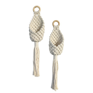 Cesta Colgante de Algodón Tejido Estilo Bohemio, Bolsa de Red Ovalada con Diseño de Dibujos Animados Estilo Europeo para Decoración de Jardín e Interiores - Product Image 3