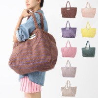 Sac de courses en tissu éponge rayé |   100% coton |   8 Couleurs Pastel |   Grande capacité |   Lavable en machine |   Aucun arrêt programmé |   Polyvalent