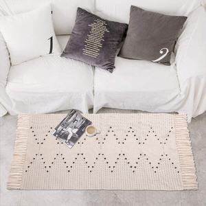 RichesBase OEM all'ingrosso decorazione per la casa superficie lavabile grande tappeto nero bianco moderno con nappe annodate a mano per soggiorno - Product Image 6