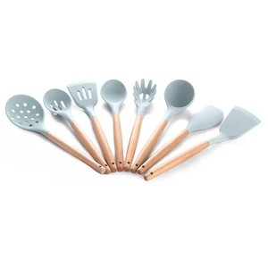 อุปกรณ์ครัวไม้พร้อมช้อนซิลิโคนแบบมีร่องสำหรับมืออาชีพ - Product Image 2