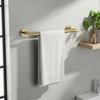 Élégante étagère à serviettes murale en acier inoxydable doré brossé, porte-serviettes double barre pour salle de bain, idéal pour villa